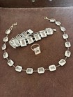 Vintage 3 Pc Sterling Silver Rock Crystal Necklace Bracelet Ring Japan