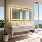 Large Led Wall Mirror Bathroom Vanity Makeup Mirror Dimmable Memory Touch Button