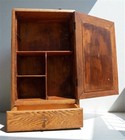 Oak Medicine Cabinet  Vintage Wood Wall Mount Cupboard  Mirrored Bath Storage