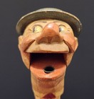 Vintage Anri Hand Carved Wooden Mechanical Bottle Stopper Man Mouth Opens