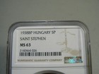 Hungary 1938-bp 5 Pengo St  Stephen Ngc Ms-63