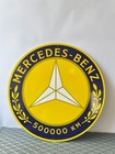 Vintage Yellow Mercedes-benz 500000 Km Award Heavy Metal Sign  19 7 Inches 