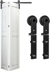 3ft-12ft Bifold Sliding Barn Door Hardware Kit Black Track Modern For 2 4 Doors