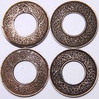 British India One Paisa Copper Hole Coins 4 Pcs 
