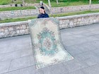 Rug Bohemian Antique Vintage Rug Oushak Wool Hand-knotted  Rug Turkish Area Rug