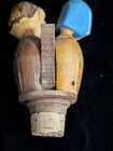 Vtg German Hand Carved Wood Kissing Couple Cork Wine Bottle Stopper Zugspitze