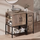 36  Bathroom Vanity With Sink Open Shelves And 3 Storage Drawers Side Cabinet