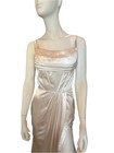 Satin Formal Mermaid Evening Gown Champagne Size 2  see Measurements  Nwot