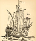 1924 Vintage Print European 15th Century Old Ship Vessel Craft Boat Sail Navy