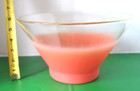 Vintage Mcm Blendo Usa Made Glass Pink Frosted Chips   Dip W  Gold Trim Bowl Set