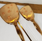 Vintage 3 Piece Dresser Vanity Set- Hand Mirror  Brush  Comb Gold Tone Box Nos