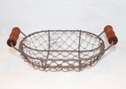 Primitives By Kathy Small Wire Basket Wood Handles Rustic Home Decor Farmhouse