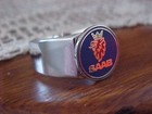 Classic Saab Blue Logo Chrome Ring Size  13 Nos Unique Logo Hi-quality
