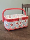 Cath Kidston London Crafts Sewing Basket Blue   Red Country Floral Clean   