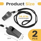 2pcs Sports Whistles With Lanyard  Loud Crisp Sound Whistle Ideal For Black 