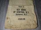 Vintage Bank Canvas Coin Money Bag Return To Key Bank Syracuse Ny
