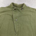 Vintage Swedish Military Shirt Mens 31x26 Green Round Hem Selvedge Army Rare 50s
