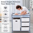 Wooden Baby Changing Table Diaper Station With Laundry Hamper  3 Drawer Basket 