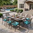 9-piece Patio Dining Set  84    Oval Dining Table With 8 Outdoor Dining Chairs
