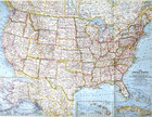     1961-7 July Vintage Map Of The United States Usa Us National Geographic - A1