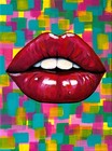 Original Lips Mouth Art 16x12 Canvas Bold Street Art Style Abstract Painting