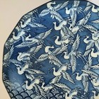 Vintage Blue White Japan Flying Cranes Over Waves 8  Plate Chinoiserie Marked