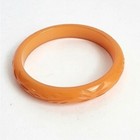 Vintage Bakelite Carved Butterscotch Bangle Bracelet Mid Century Mod 60s Retro