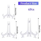 Jjunw 6pcs Plastic Easel Plate Display Stands  4 6 8 Inches Acrylic Clear 