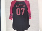 Harry Potter T Shirt  Medium Black H Potter 07 Gryffindor Raglan Sleeve Size Xl