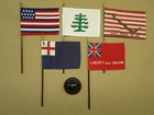 Colonial Series  2 Miniature 5 Flag Historical Desk Flag Set With Base 4  X 6 