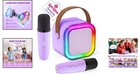 Portable Mini Karaoke Machine With Disco Lights   Wireless Mics - Ages 4-12
