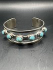 Vintage Sterling Silver Taxco Turquoise Cuff Bracelet