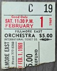 Led Zeppelin-john Bonham-1969 Rare Concert Ticket Stub  new York-fillmore East 