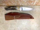 A G Russell -loveless Style Droppoint Beautiful Stag Handle  sheath  Never Used
