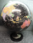 Vintage Replogle 12    Starlight Globe     Black Ocean Metal   Wood Base Made Usa