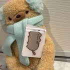 Gund Pusheen Sloth Plush Beige Stuffed Animal With Light Blue Scarf   Earmuffs