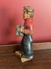 Antique Painted Folk Art Carved Accordion Player Organ Grinder Figure - 6    Tall