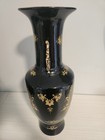 Large Chinese Floor Vase Black With Gold Design 24 h Vintage