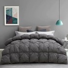 Goose Down Comforter Pinch Pleat Pattern Duvet Insert 100 cotton Grey 90x90inch