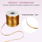 Metallic Cord 3mm 109 Yards Metallic Ornament String Gold