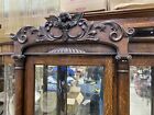 66153   Antique Victorian Oak  Cherub Curio Cabinet Very Rare