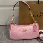 Coach Teri Shoulder Bag In Signature Canvas gold powder Pink New