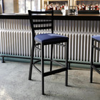 Hercules Black Metal Barstool With Blue Vinyl Seat For Restaurants
