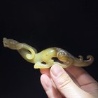 Old Chinese Natural Hetian Jade Carved Fengshui Dragon Beast Statue