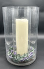 Clear Double Glass Pillar Candle Holder Elegant Home Decor Centerpiece 16 Inch