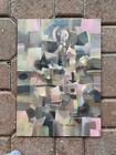 Vintage Abstract Shapes Cubist Figure Oil Painting Mid Century Modern Rhodes 60s