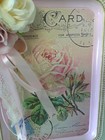 Shabby Chic Victorian metal Tray With Vintage Rose Image pink roses ooak