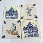 5 Coasters Klm Airlines Business Class Vintage Delft Porcelain Tile 3  X 3 