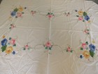 Vintage Shabby Chic Embroidered Tablecloth 68 X 100