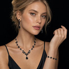Bridal Wedding Elegant Floral Jewelry Set For Women brides bridesmaids Crystal J